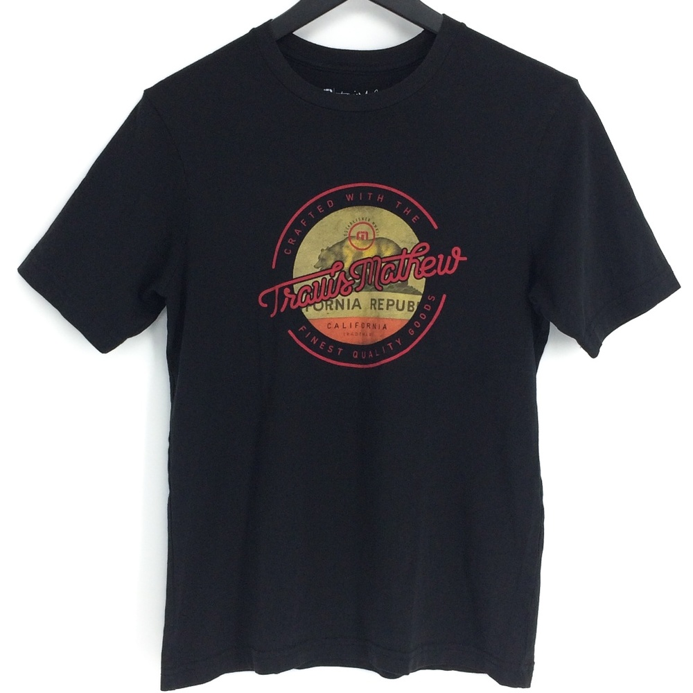 TRAVIS MATHEW California Republic Bear Logo Graphic Black T-Shirt Size S